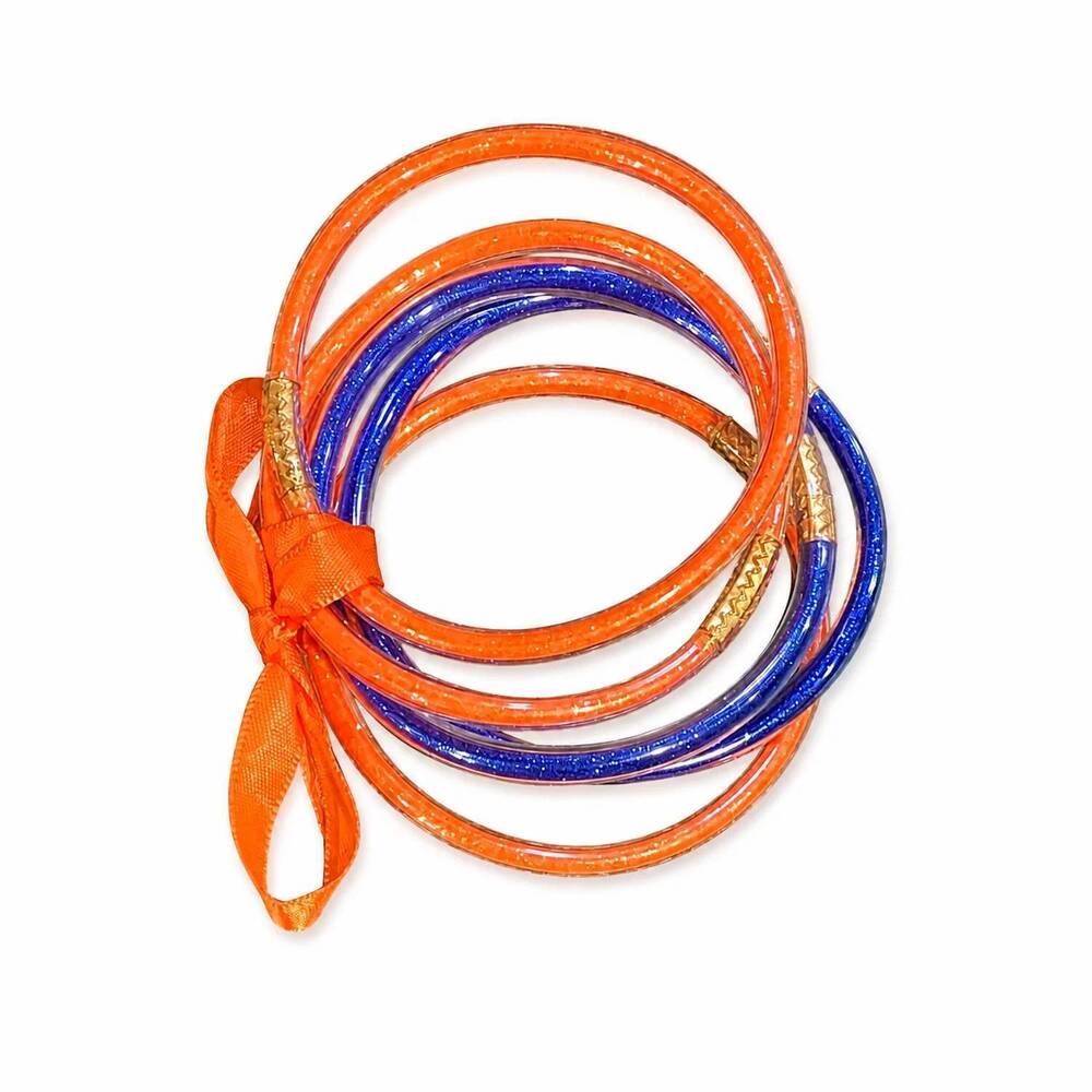 NEW CRYSTAL BREEZE women's sparkle jelly bracelet set in orange